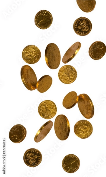 Obraz falling gold chocolate coins