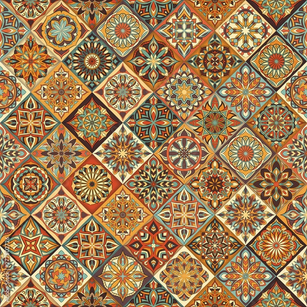 Fototapeta Ornate floral seamless texture, endless pattern with vintage mandala elements.