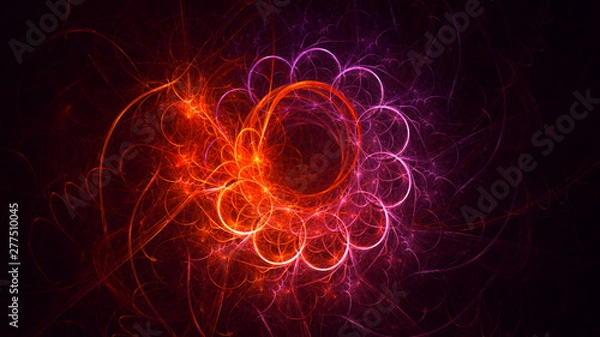 Fototapeta 3D rendering abstract red fractal light background