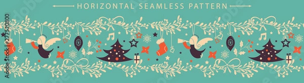 Obraz Christmas vector horizontal seamless border