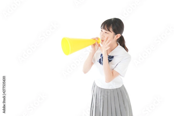 Fototapeta スポーツの応援をする若い女性