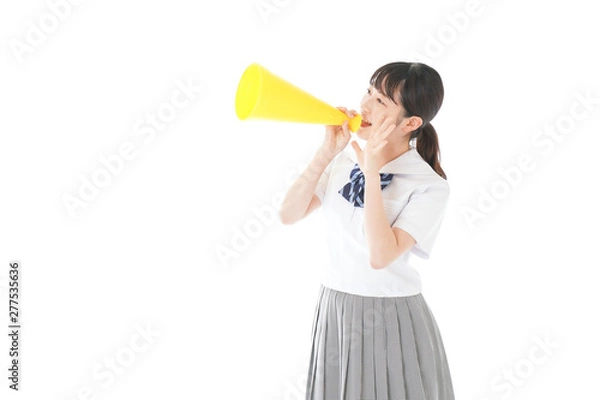 Fototapeta スポーツの応援をする若い女性