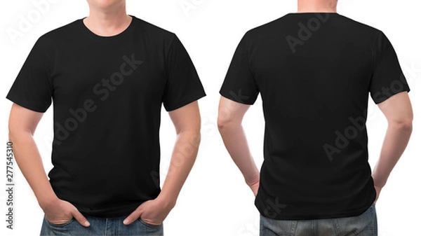 Obraz close up black t-shirt cotton man pattern isolated on white.