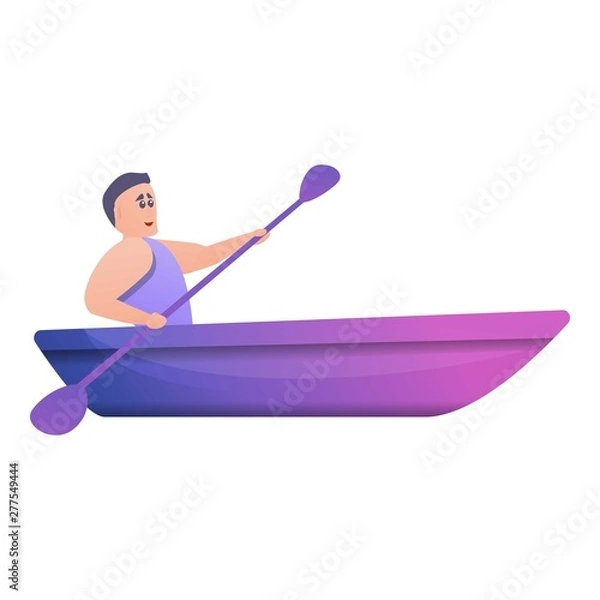 Fototapeta Man kayak activity icon. Cartoon of man kayak activity vector icon for web design isolated on white background
