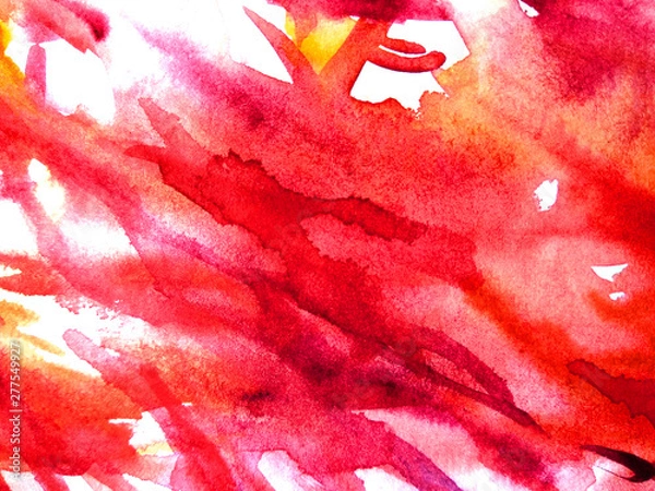 Fototapeta Artistic background image. Watercolor abstract texture in red colors.