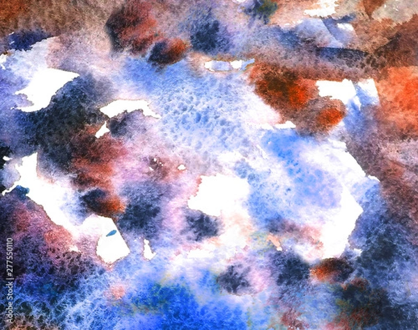 Fototapeta Artistic background image. Watercolor brown and blue abstract texture.