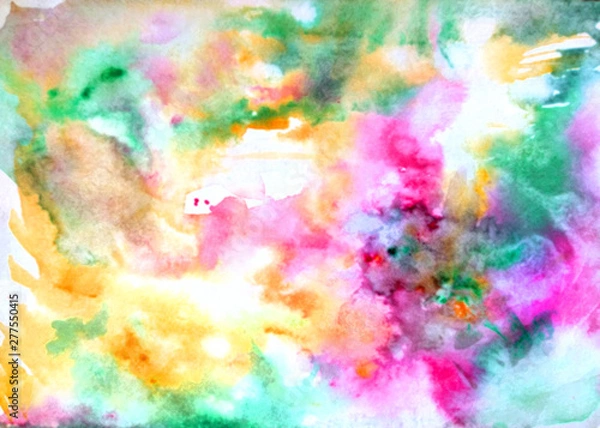 Fototapeta Artistic colorful background image. Bright abstract texture with watercolor strokes.