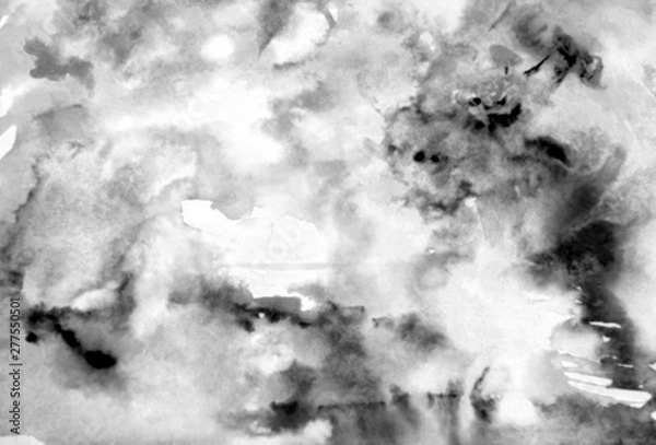 Fototapeta Abstract watercolor black and white background.