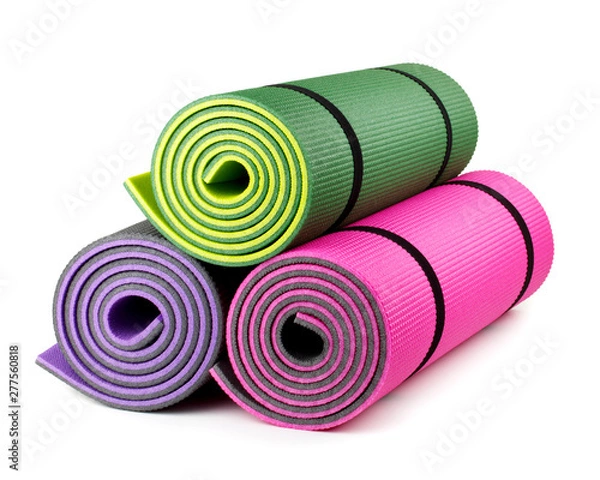 Obraz Three yoga mats isolated on white background