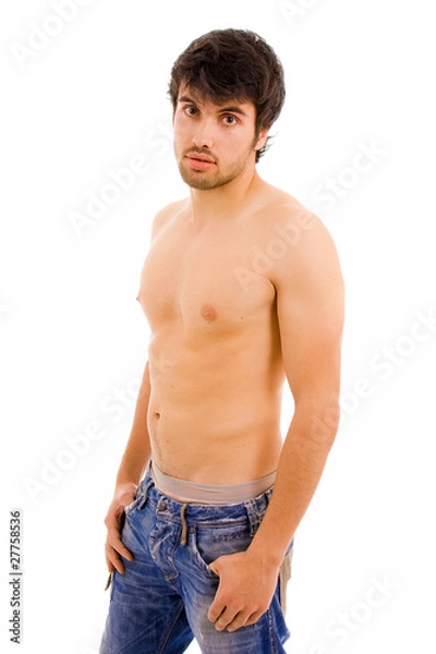 Fototapeta young sensual man on white background