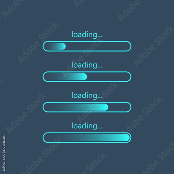 Fototapeta Loading bar progress icons, load sign. Vector illustration