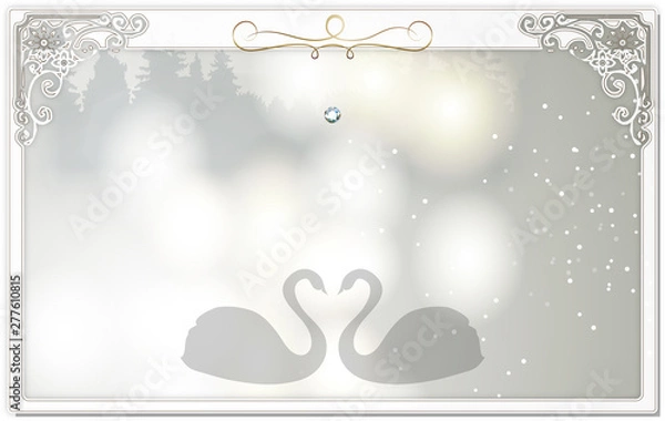 Fototapeta 白鳥の湖のフレーム スワンレイク 【カップル 愛 ハート】