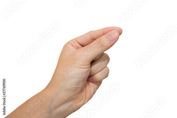 Fototapeta Man hand holding isolated on white background with clipping path.