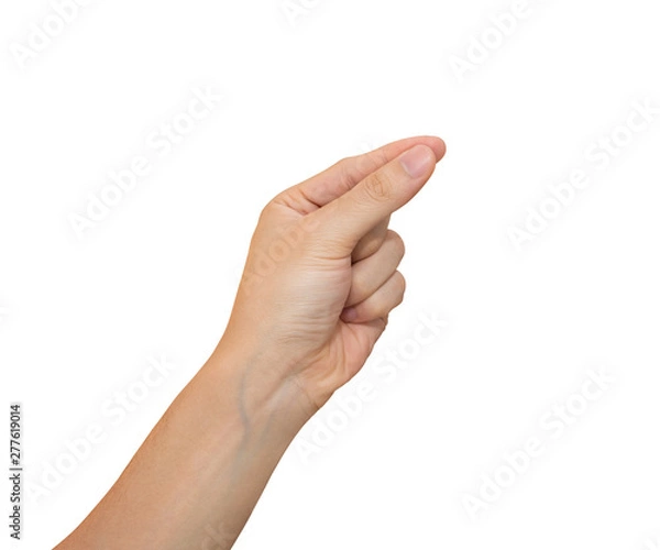 Fototapeta Man hand holding isolated on white background with clipping path.