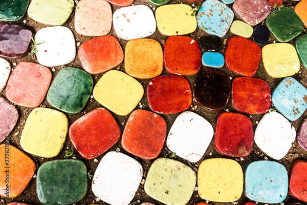 Obraz Multicolored decorated ceramic floor tiles pattern design as the abstract textured and background
