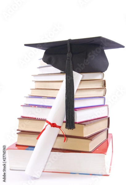 Fototapeta Student hat, diploma  and books