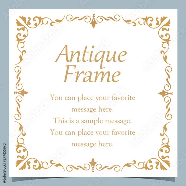 Fototapeta 周年イベントやお祝い事などで使いやすいゴージャスでアンティーク調のフレームデザインテンプレート	