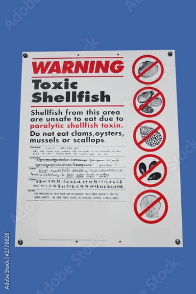 Obraz toxic shellfish sign