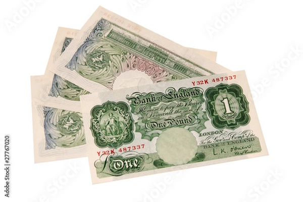 Fototapeta front and back of old pound notes