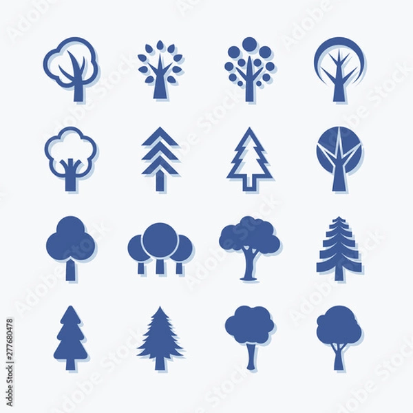 Obraz Tree flat vector icons. Forest and park pictogram.