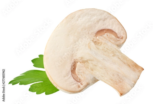 Fototapeta mushrooms with slices and parsley leaf isolated on white background