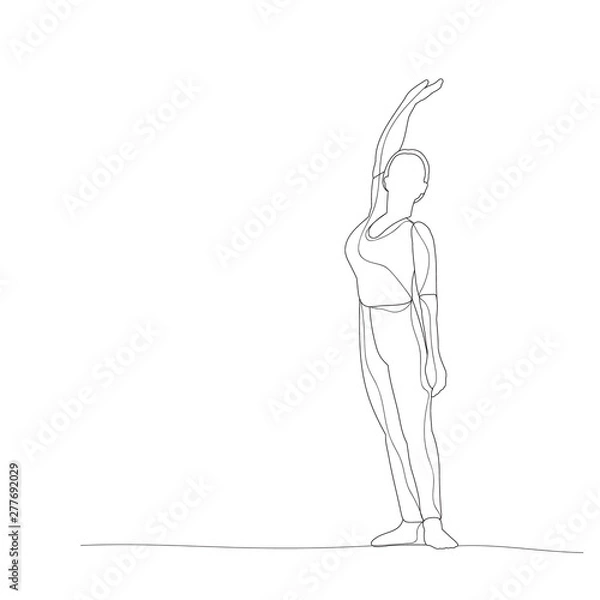 Fototapeta  isolated, sketch with lines, girl dancing