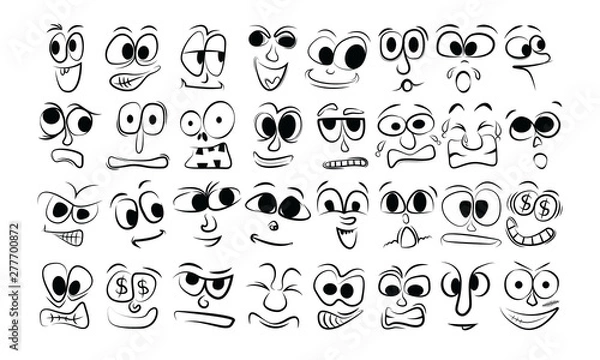 Obraz Cartoon faces expressions vector set