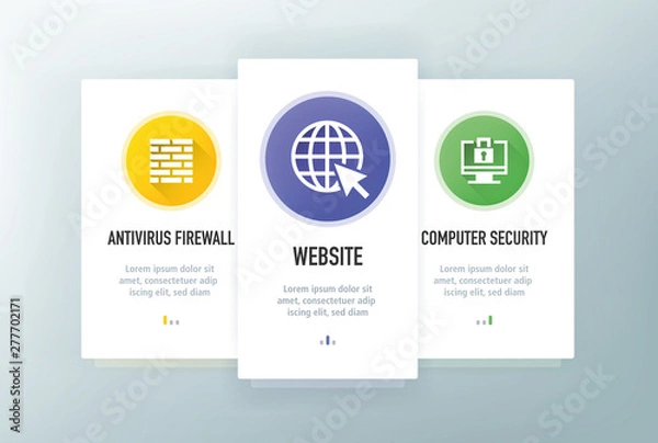 Fototapeta Cyber Security Icons for Website and mobile app onboarding screens vector template stock illustration
