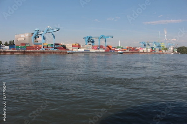 Obraz Cargo port on the Rhine river in Mainz