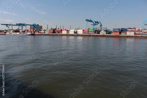 Obraz Cargo port on the Rhine river in Mainz