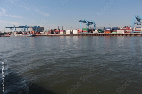 Obraz Cargo port on the Rhine river in Mainz
