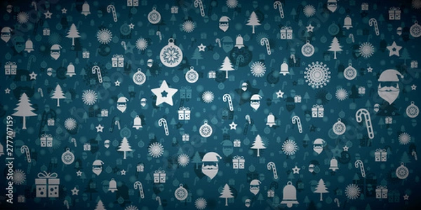 Fototapeta Christmass seamless blue pattern