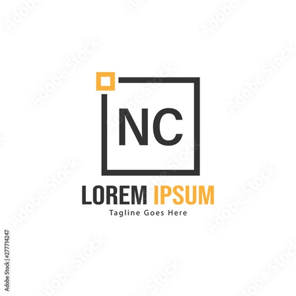 Obraz Initial NC logo template with modern frame. Minimalist NC letter logo vector illustration