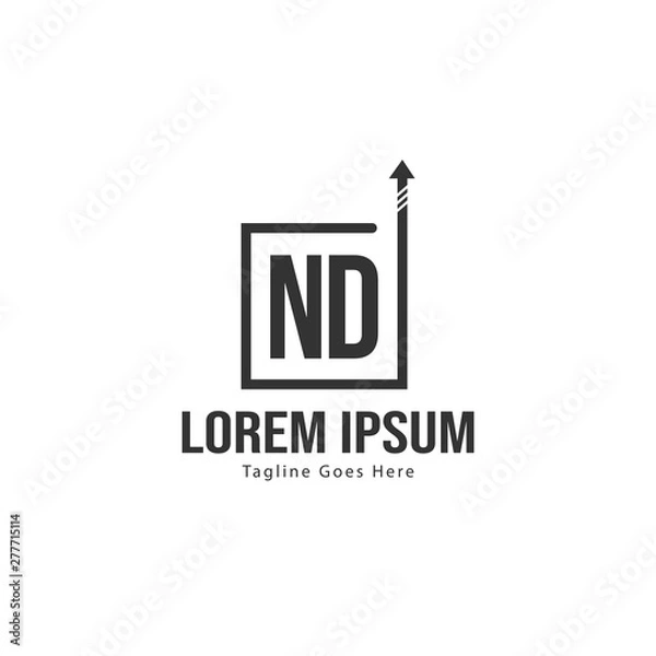 Fototapeta Initial ND logo template with modern frame. Minimalist ND letter logo vector illustration