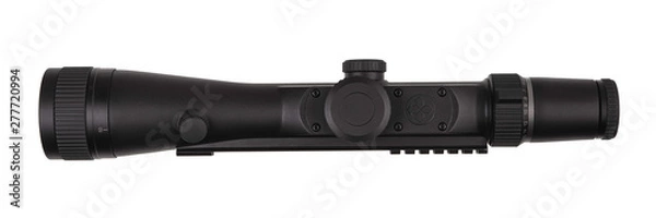 Fototapeta modern black optical scope for weapon isolated on whited. sight scope isolated on white back.
