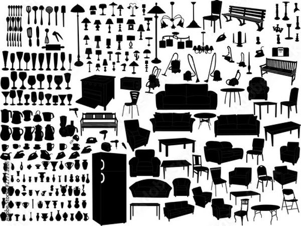 Obraz household items silhouette - vector
