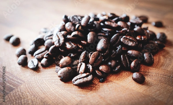 Obraz Coffee beans on wooden background