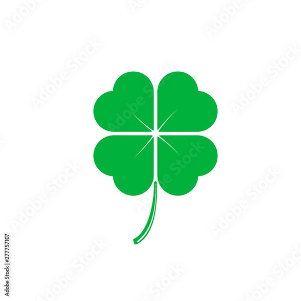 Fototapeta Four Leaf Clover St. Patrick Day Icon Vector Illustration - Vector