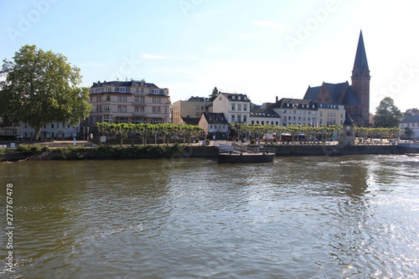 Obraz View on Biebrich from Rhein river