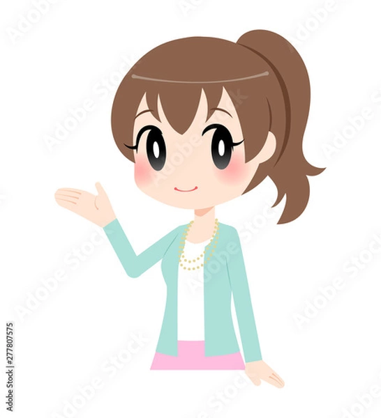 Fototapeta 右手を挙げている女性　バストアップ