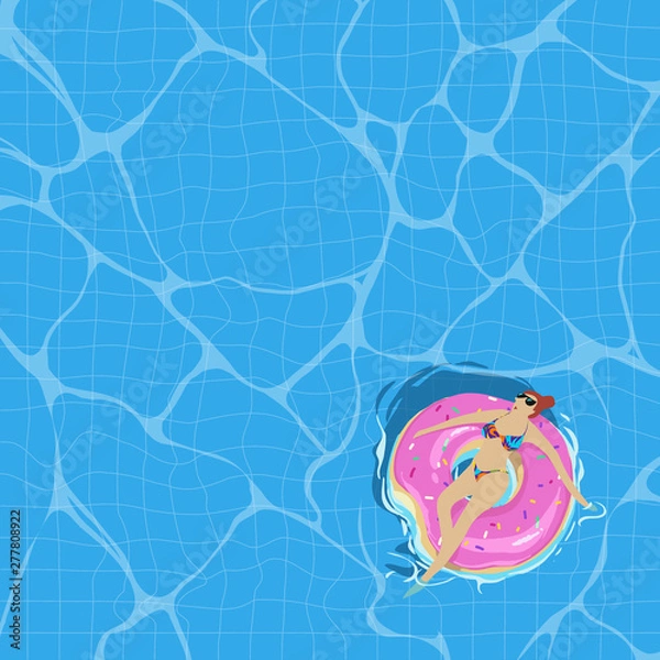 Obraz Vector illustration. Summer season element design. Hand drawn enjoying the pool and relaxing time at summer holidays.