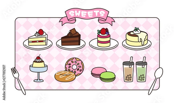 Obraz スイーツのイラストセット