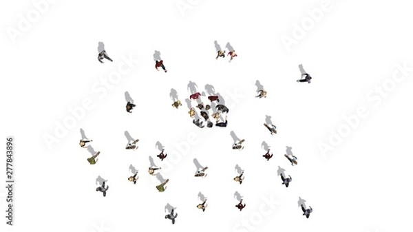 Fototapeta people - top view with shadow - isolated on white background