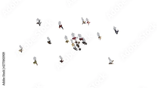 Fototapeta people - top view with shadow - isolated on white background