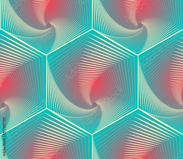 Obraz hexagonal vortex seamless beehive blue ivory red