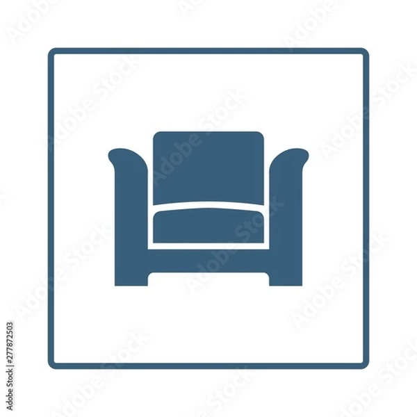 Fototapeta Armchair line vector icon in a square frame isolated on a white background