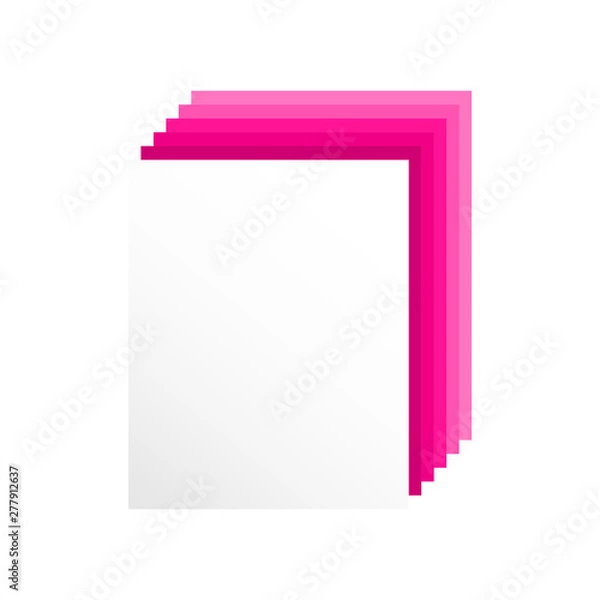 Fototapeta 3D  blank sheet of paper with pink shadow. Vector graphic illustration  suitable for icon or banner. 