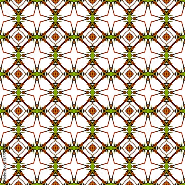 Obraz Orange green geometric seamless pattern. Hand draw