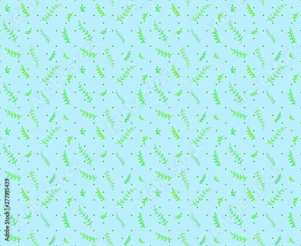 Fototapeta Seamless colorful pattern with branches and dots. Abstract background. Print for polygraphy, posters, shirts and textiles. Doodle for design