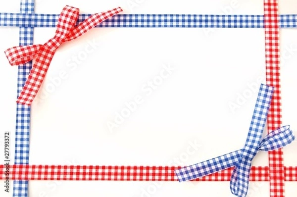 Fototapeta ギンガムチェックのリボンの枠